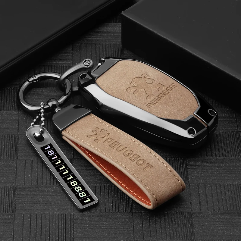 Suede Zinc Alloy Car Key Case Cover Shell Holder Protection Fob For Peugeot 308 408 508 2008 3008 4008 5008 Keychain Accessories
