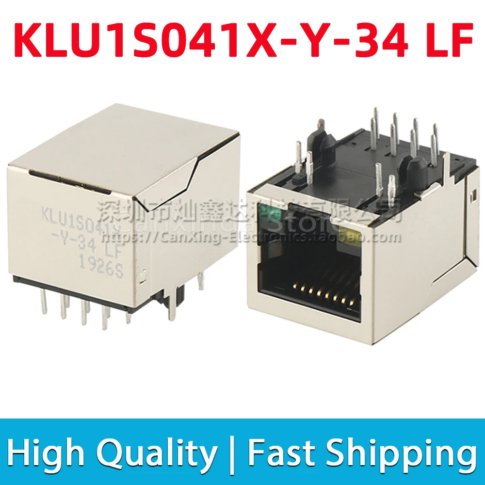 2pcs KLU1S041X-Y-34LF RJ45 Jack Network Single Port LED Magnetic Filter Interface Connector 100 Base-TX KLU1S041X-Y-34