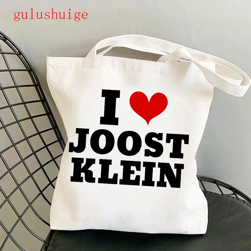 Y2K I Love Joost Klein Shopping Bag Graphic Tote Harajuku Shopper Bag Women Canvas Shoulder Bag Female Manga Eco Large-capacity