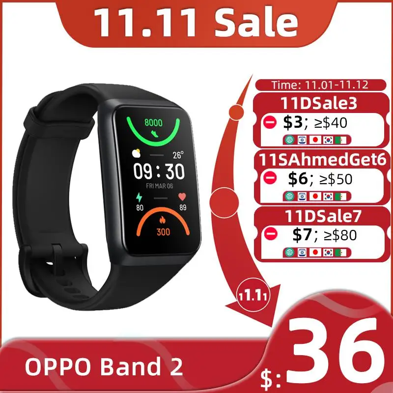 

Top OPPO Band 2 Smart Band Bracelet 1.57'' AMOLED Screen Blood Oxygen Heart Rate Monitoring 14 Days Battery Life 5ATM