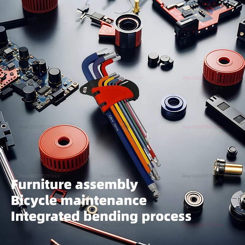 9 حزمة اللون مشفرة مزدوجة الرأس مسدس مفتاح بانة مجموعة الذراع الطويلة الدراجة إصلاح السيارات CR V أدوات للميكانيكية