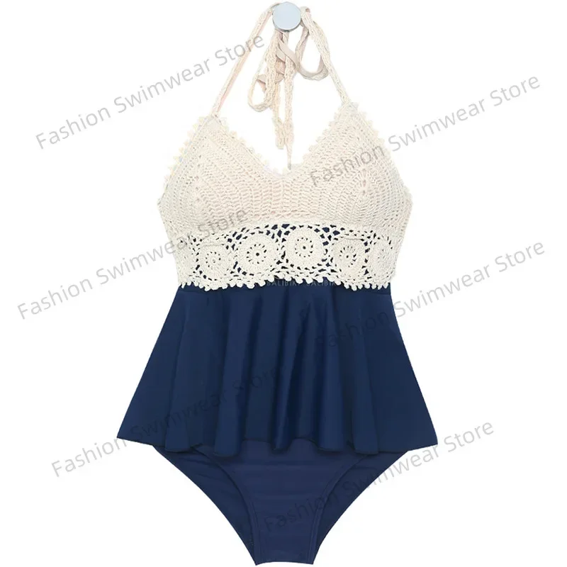 Frauen gestrickte Tankinis High Waist Bikini Set handgemachte häkeln Bikinis Badeanzug Beachwear für asiatische