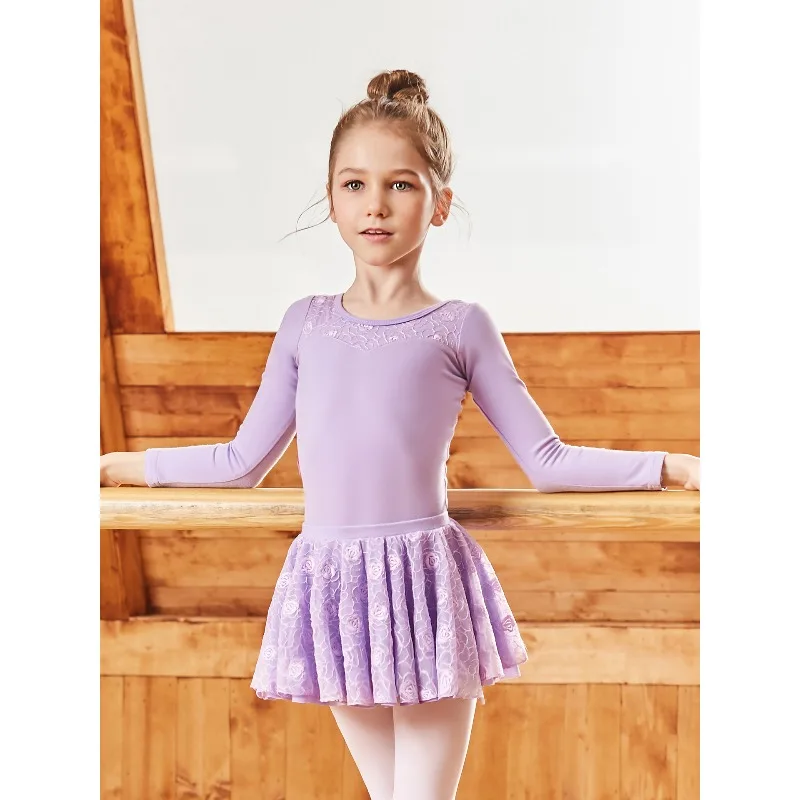 

Autumn Girls Ballet Leotards Long Sleeves Leotard for Girls Gymnastics Practice Clothes Ballet Tutu Dress Stage Dance Leotard