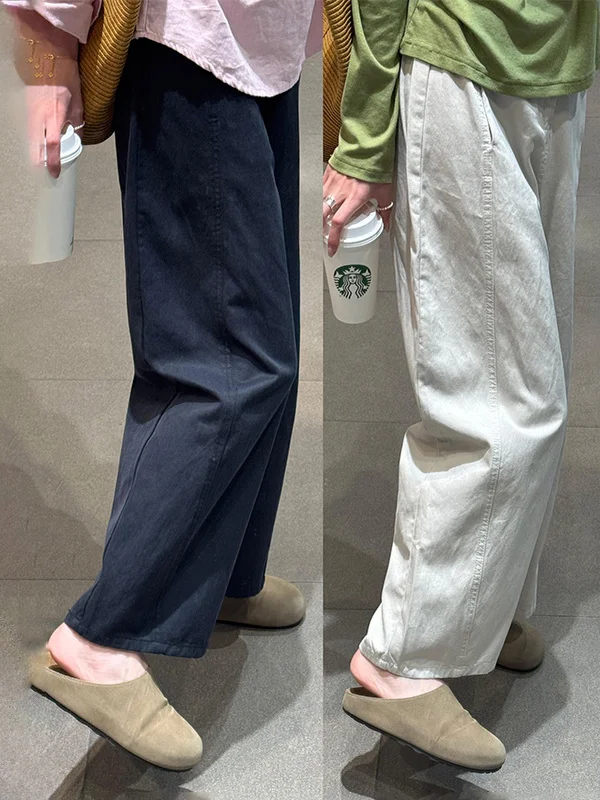 

Повседневные широкие брюки прямого кроя из осенней коллекции, большие размеры, женские, модные, универсальные, укороченные (7/8)