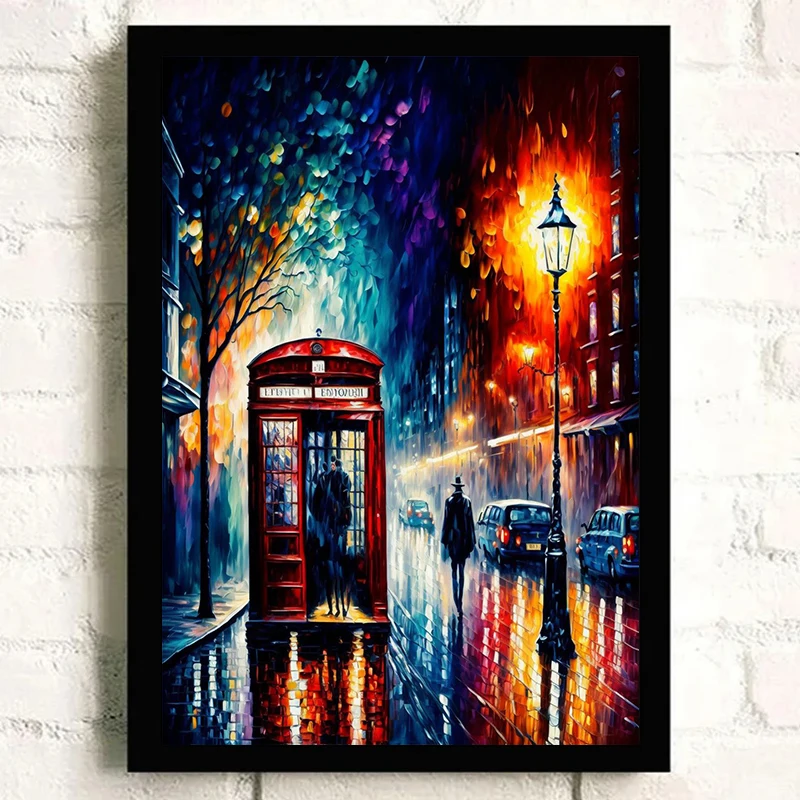 Afremov Style poster Heavy oil color painting landscape poster canvas printing wall art decoration paintingHome Room decoration