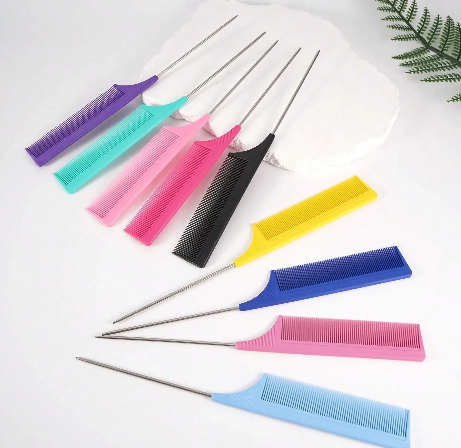 

Professional Hair Tail Combs Stainless Steel Salon Cut Styling Comb Spiked Hair Care Styling Tools Barber Accessories Fine Teeth