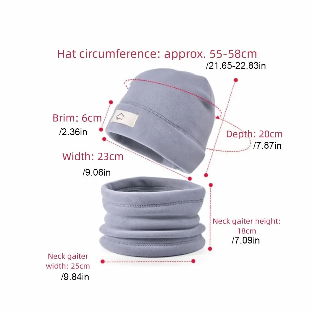Vielseitiges elastisches Mützen-Schal-Set, Fleece-Futter, einfarbig, kompakter Schal, warm halten, All-Match-Winter-Pullover-Mütze im Freien