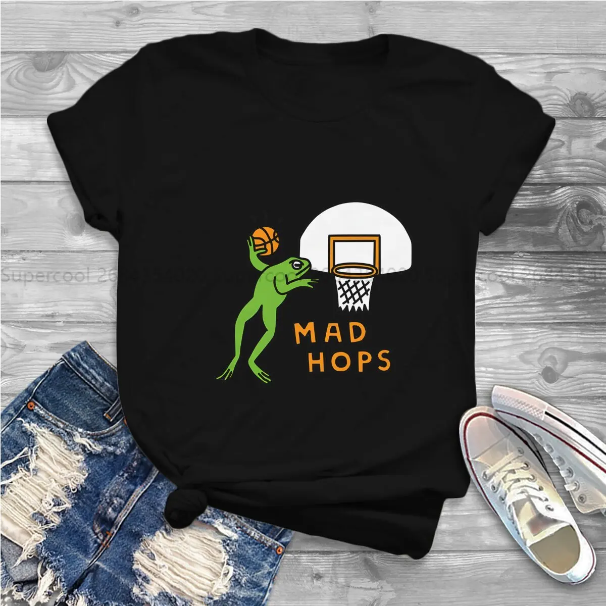 MAD HOPS Round Collar Polyester TShirt Basketball Sports Basic T Shirt Woman's Clothes