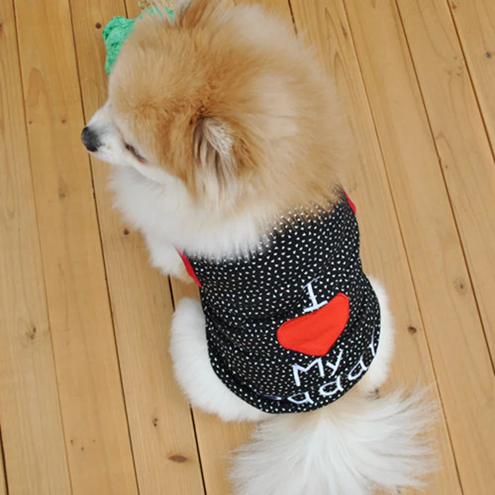 

Pet Dog Shirt Love Daddy Embroidered Cotton T-Shirt Xs Dog Lovers Clothes Puppy Sleeveless Fashion Outdoor Puppy T-Shirt