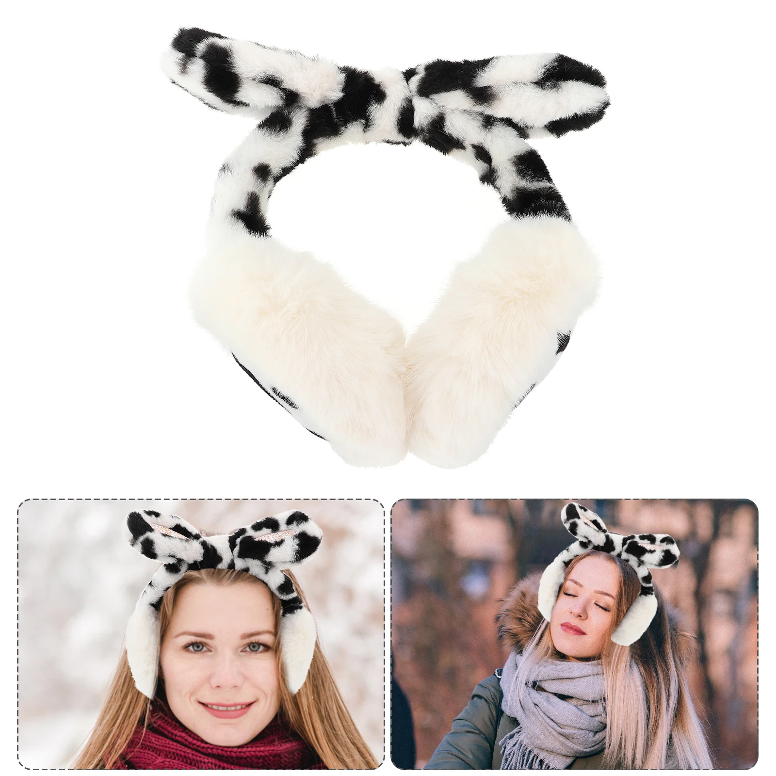 أغطية أذن شتوية للطقس البارد يفشل الفتيات حامي دافئ أسود حماية من الرماية للفتيات آذان أرنب فروي