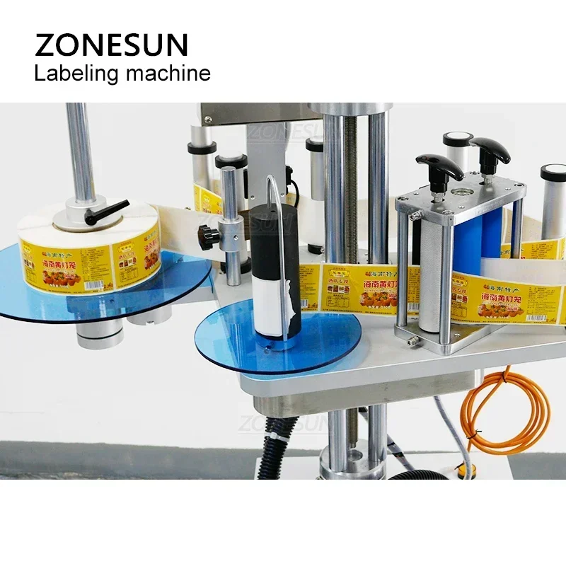 ZONESUN ZS-TB852 자동 원형 버킷 라벨링 기계 탁상용 항아리 라벨 어플리케이터 스티커 라벨러 라벨 디스펜서