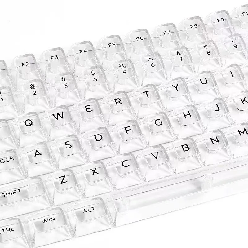 132 Keys Crystal Transparent Keycaps Korean Backlit RGB Keycap for Mx Switch Mechanical Keyboard ISO Layout PC Key Caps DIY Gift