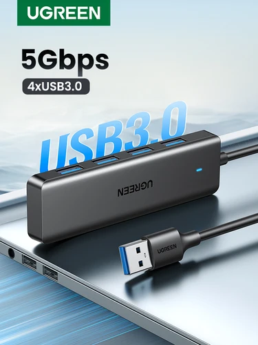 UGREEN-Hub USB 3,0 con 4 puertos, HUB delgado para ratón, teclado Compatible con MacBook Pro Air, ordenador portátil, PC de escritorio, Xbox, PS5, divisor