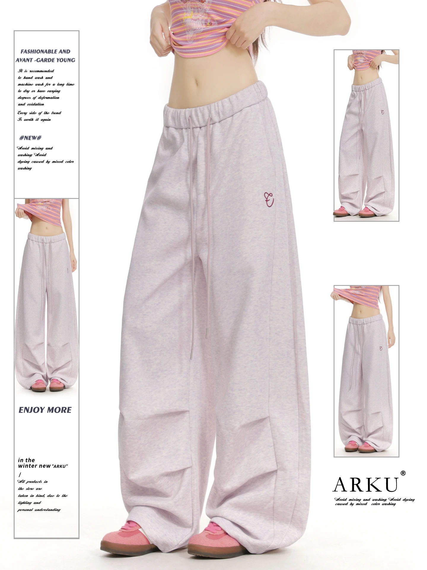 

Свободные женские повседневные брюки фиолетового цвета с плиссировкой, широкие штанины, удобные повседневные брюки свободного кроя для девушек