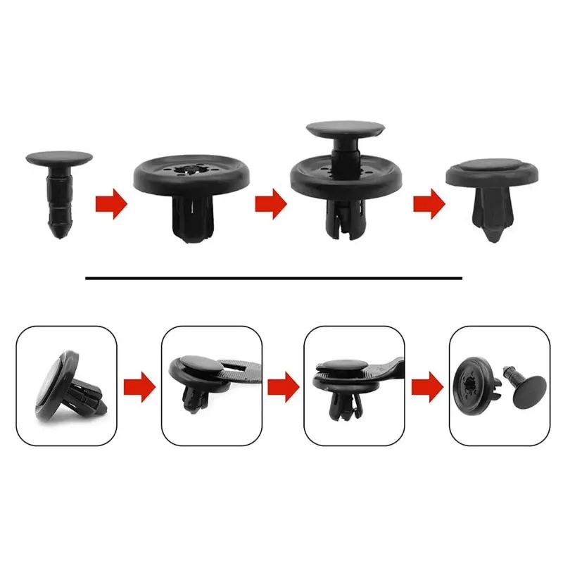 50Pcs/100pcs Diameter 7mm Black Plastic Auto Fasteners Rivets Clips  Vehicle Car Bumper Door Panel Fender Liner Clips Retainer