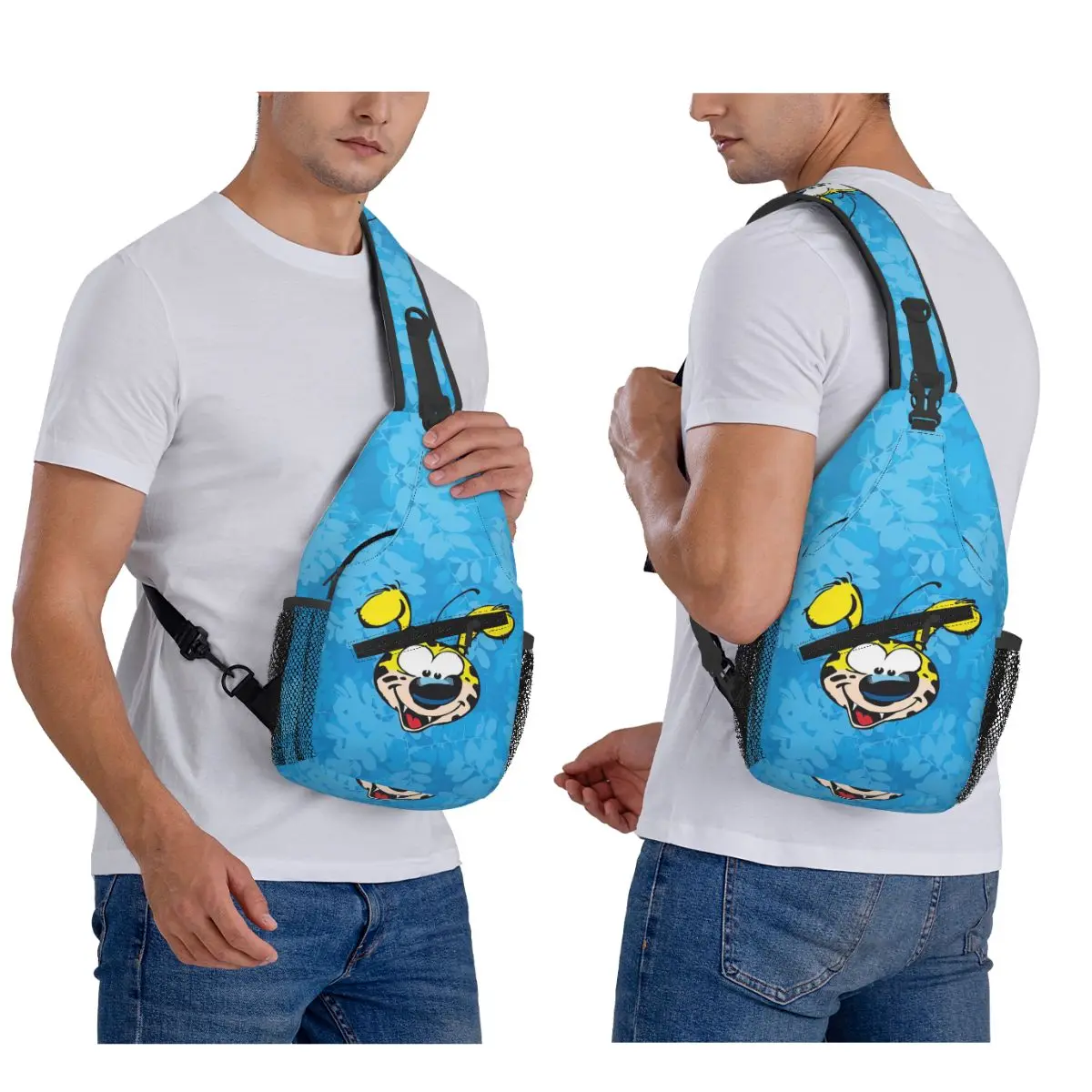 

Marsupilami Face Chest Bag Men Sling Crossbody Backpack Chest Bag Traveling Hiking Daypack Shoulder Bag
