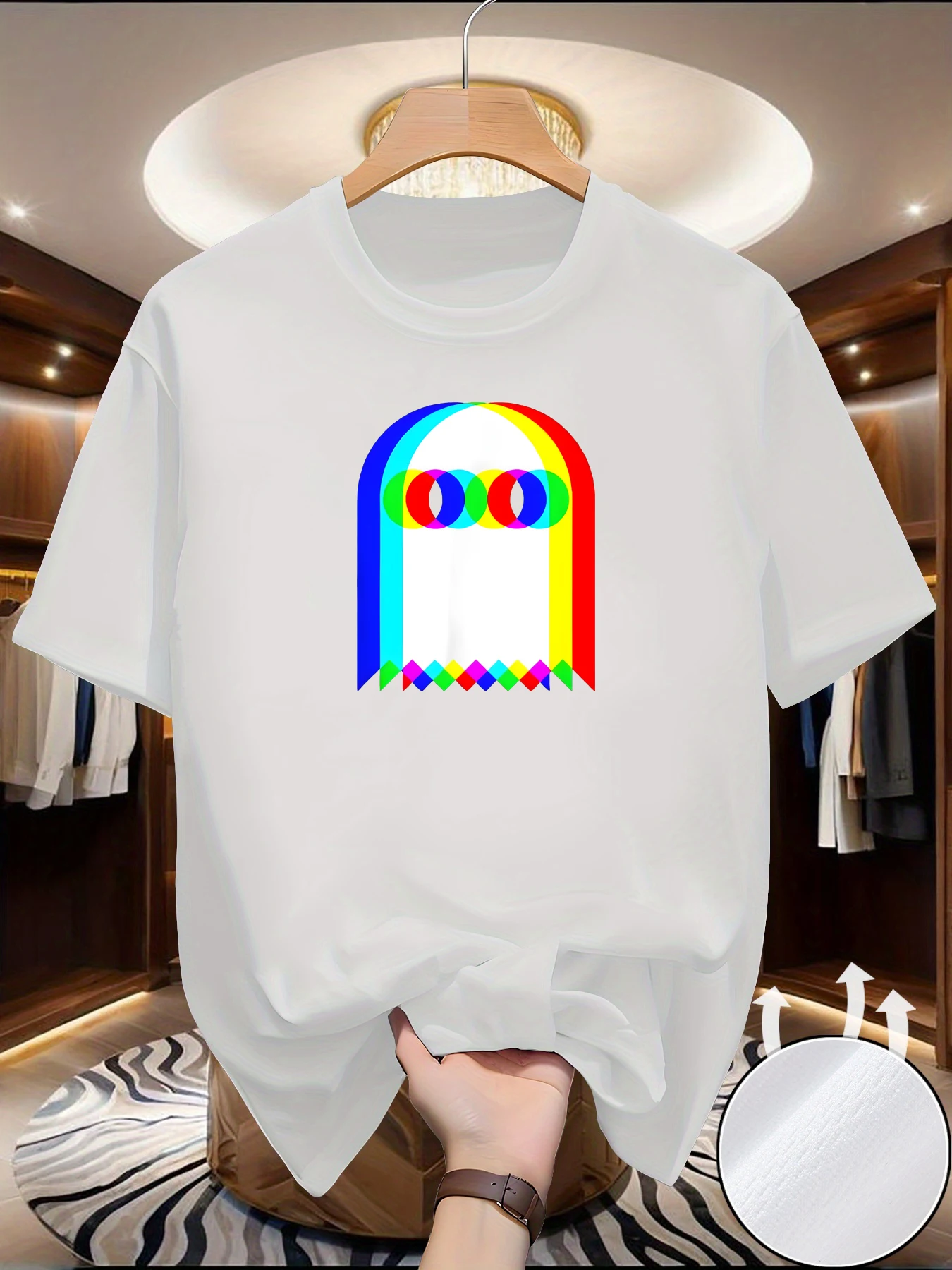 

New Spring/Summer Fashion Cartoon Phantom Print Crew Neck Short-Sleeve Pure Cotton T-Shirt Trendy Men's Y2K Style Top for Son