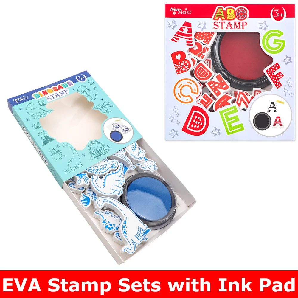 

Alphabet Stamps with Red Ink Pad/Dinosaur Stamps with Blue Ink Pad for Scrapbooking Making Handmakes Paper Card Stamping Project