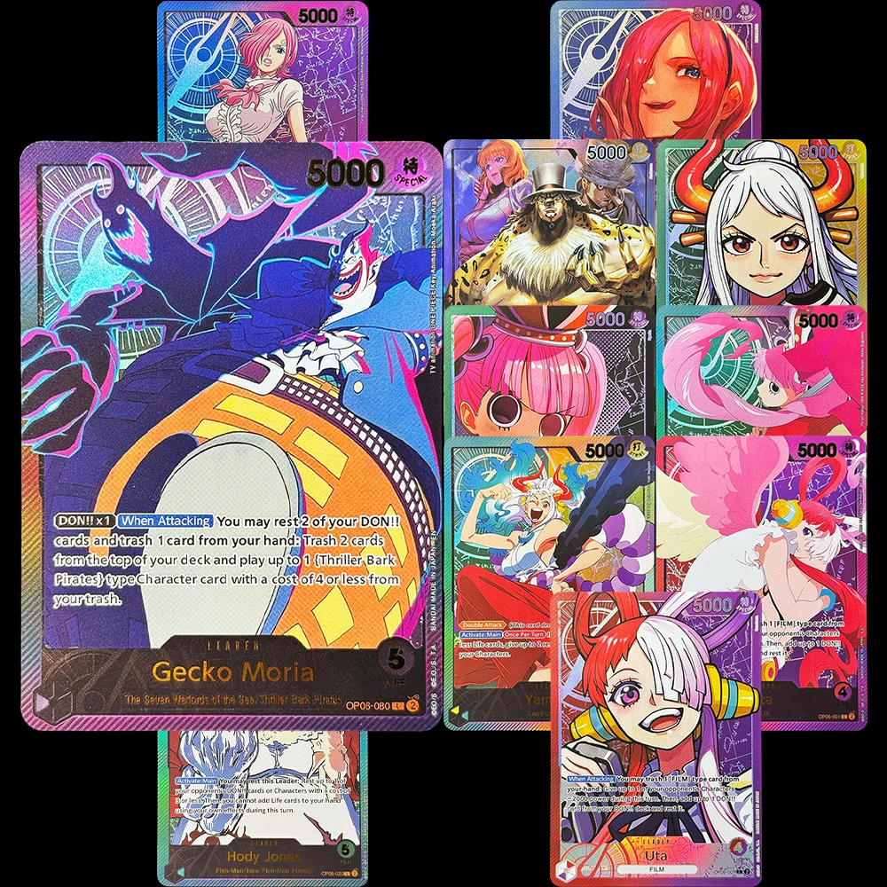 One Piece English OPCG OP06 Leader Foil Texture DIY Proxy Rare Game Cards Gecko Moria Perona Rob Lucci Uta Yamato Vinsmoke Reiju