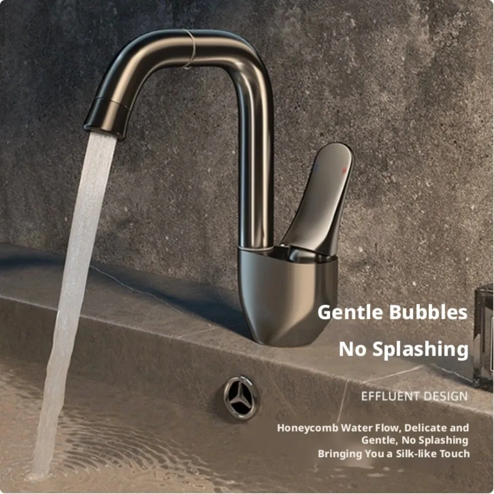 

Water plated wire drawing process brass faucet can rotate multi-functional ceramic spool household bathroom Basin Faucet