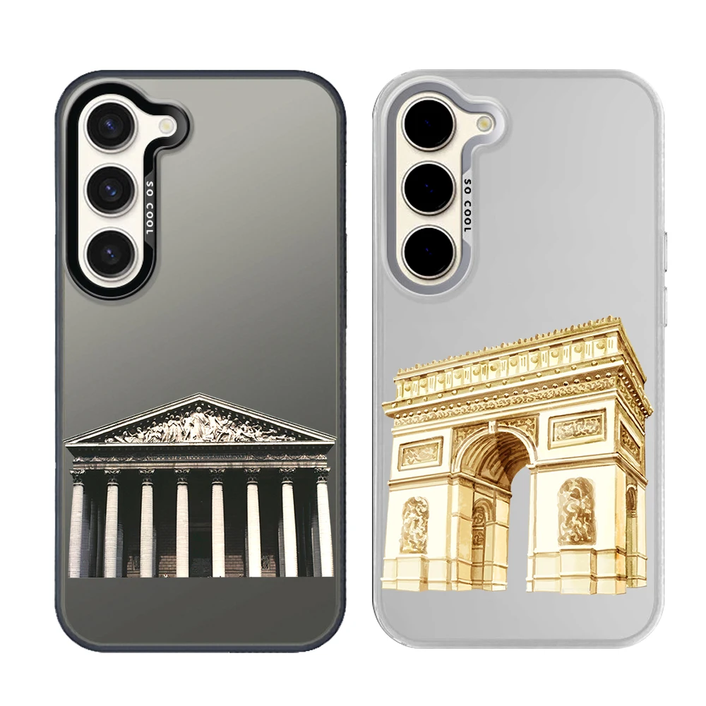 Silver Plated IMD Phone Case For Samsung Galaxy S26 S25 S24 S23 S22 Ultra S20 S10 S21 FE 5G Plus Cover Countries Architecture