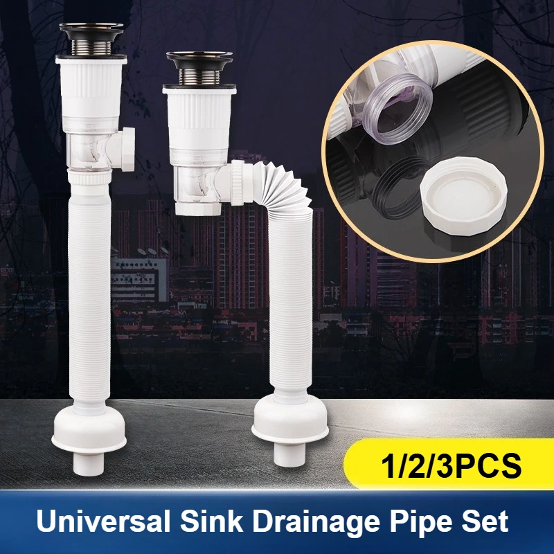 

Набор дренажных труб для раковины, защита от запаха, слив для умывальника, настенный слив, горизонтальная дренажная труба, кухонные аксессуары 1/2/3 шт.