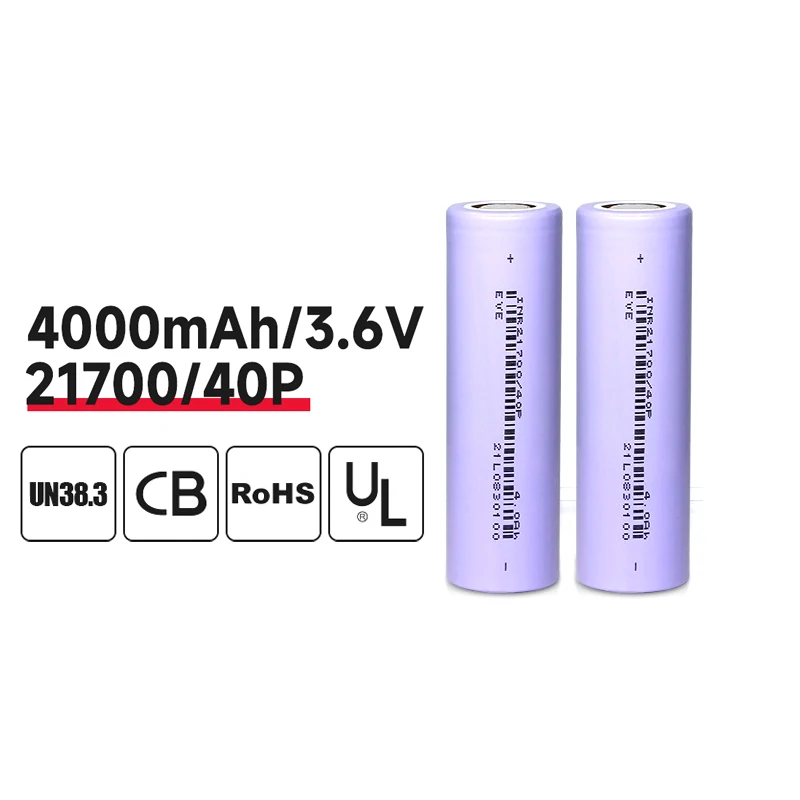 Batterie au lithium aste d'origine pour outil électrique, cellule d'alimentation EVE 21700, 3800-4000mAh, 3.6V, 40P, 24.com