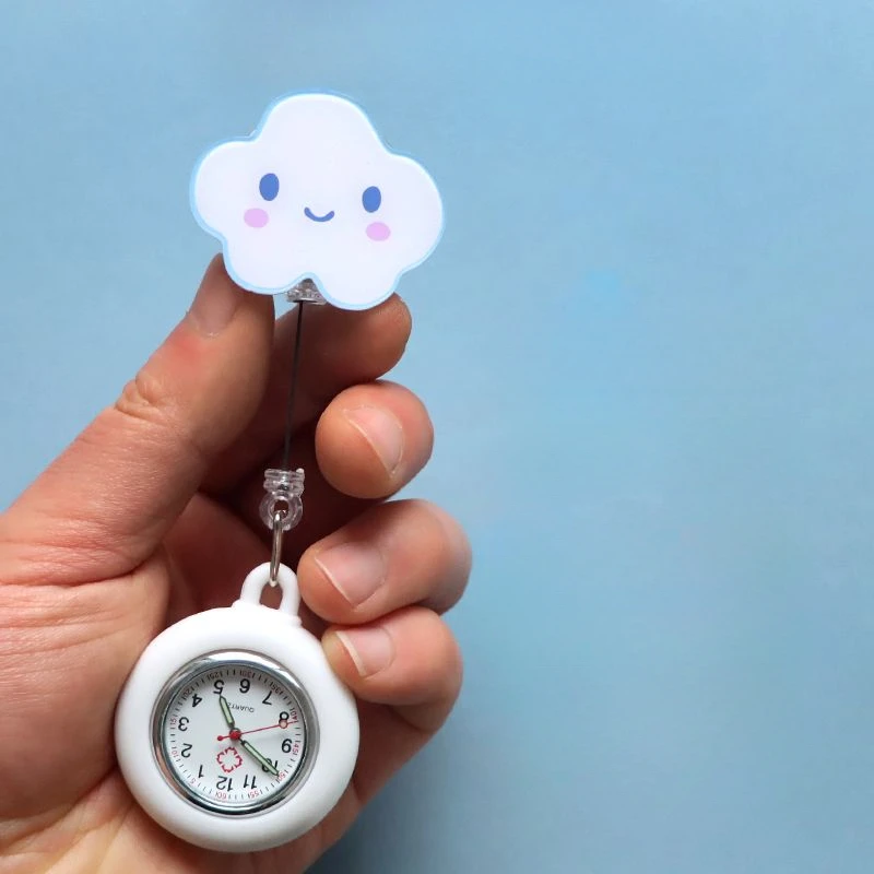 Reloj colgante telescópico para enfermera, reloj de bolsillo para el pecho, clip para examen de estudiante de medicina, núcleo de repuesto, lindo, luminoso para mujer