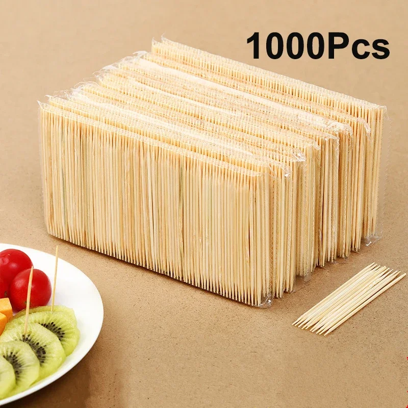 1000Pcs Disposable Double Head Dental Floss Tool Bamboo Dental Floss Hotel Household Fine Toothpick Portable Bamboo Toothpick