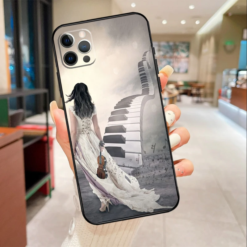 Custodia per violino pianoforte per iPhone 17 Air 16 15 13 11 12 14 Pro Max mini 15 16 Plus 16e Custodia protettiva