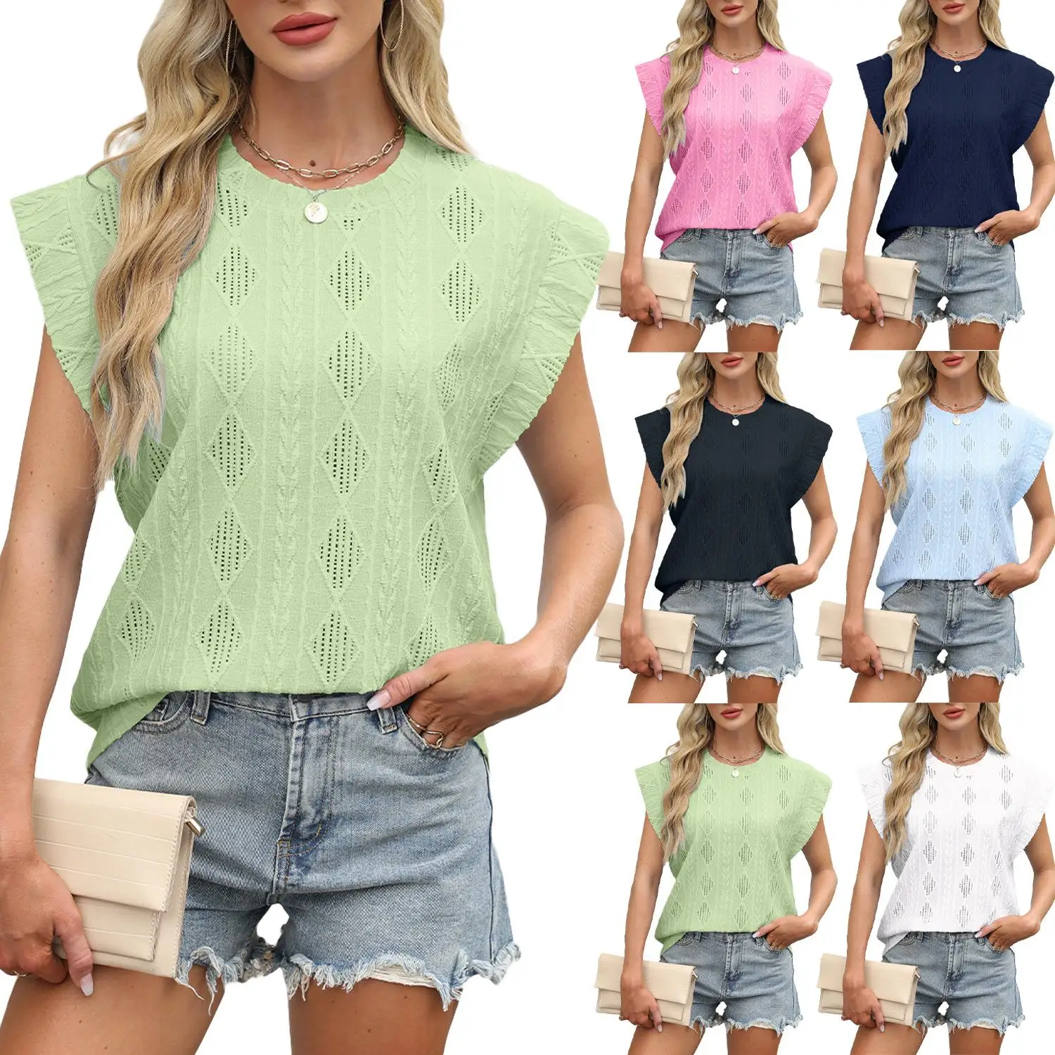 Camiseta Or Sve para mujer, Top, chaleco, tela de poliéster holgada, efecto 3D, patrón de flores, informal, cómodo, primavera y verano