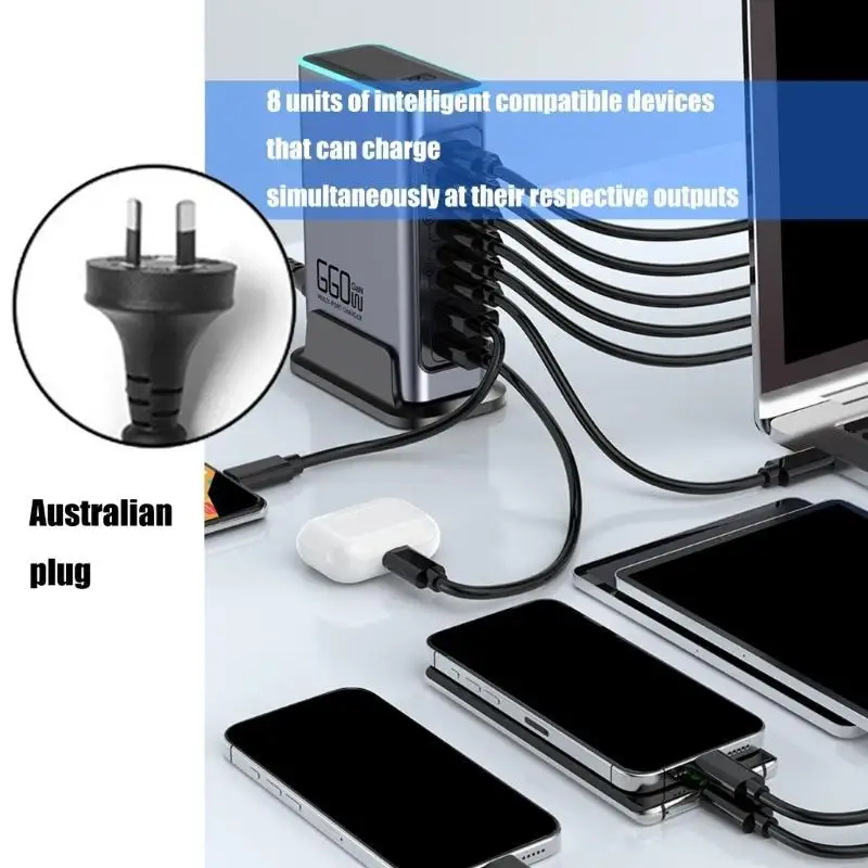 8 Port Fast 660W محطة شحن قوية PD100W للهواتف المحمولة