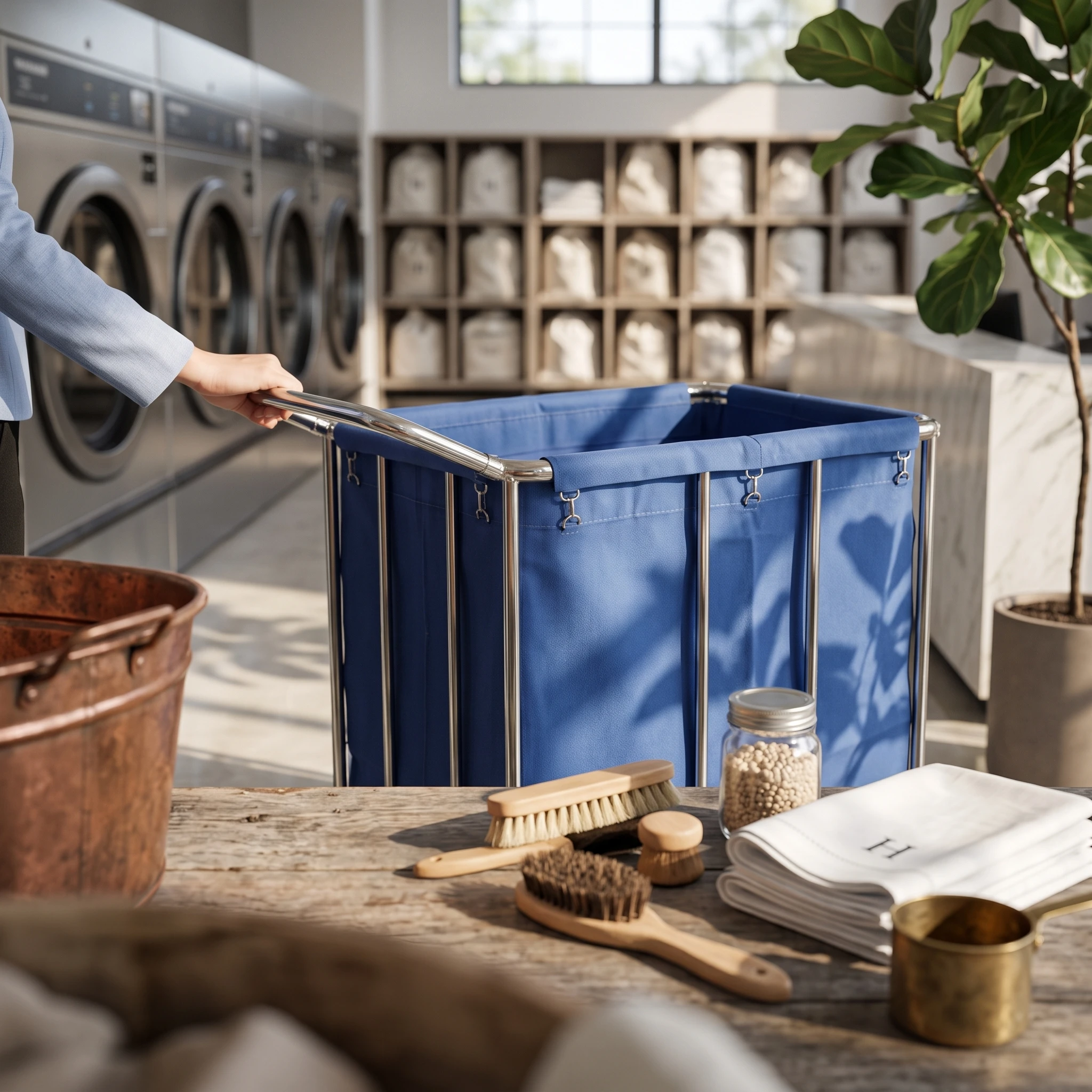 Laundry Cart with Wheels Rolling Linen Cart with Handle Laundry Cart Spacious Large for Housekeepers, Hotels, Hospitals