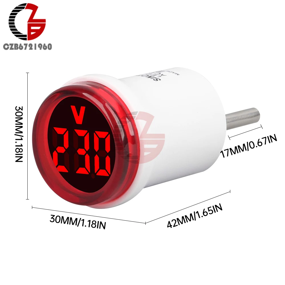 LED Digital Voltmeter Ammeter Euro Plug Voltage Test Monitor AC 50-500V Round Voltmeter Indicator Voltage Current Meter Detector