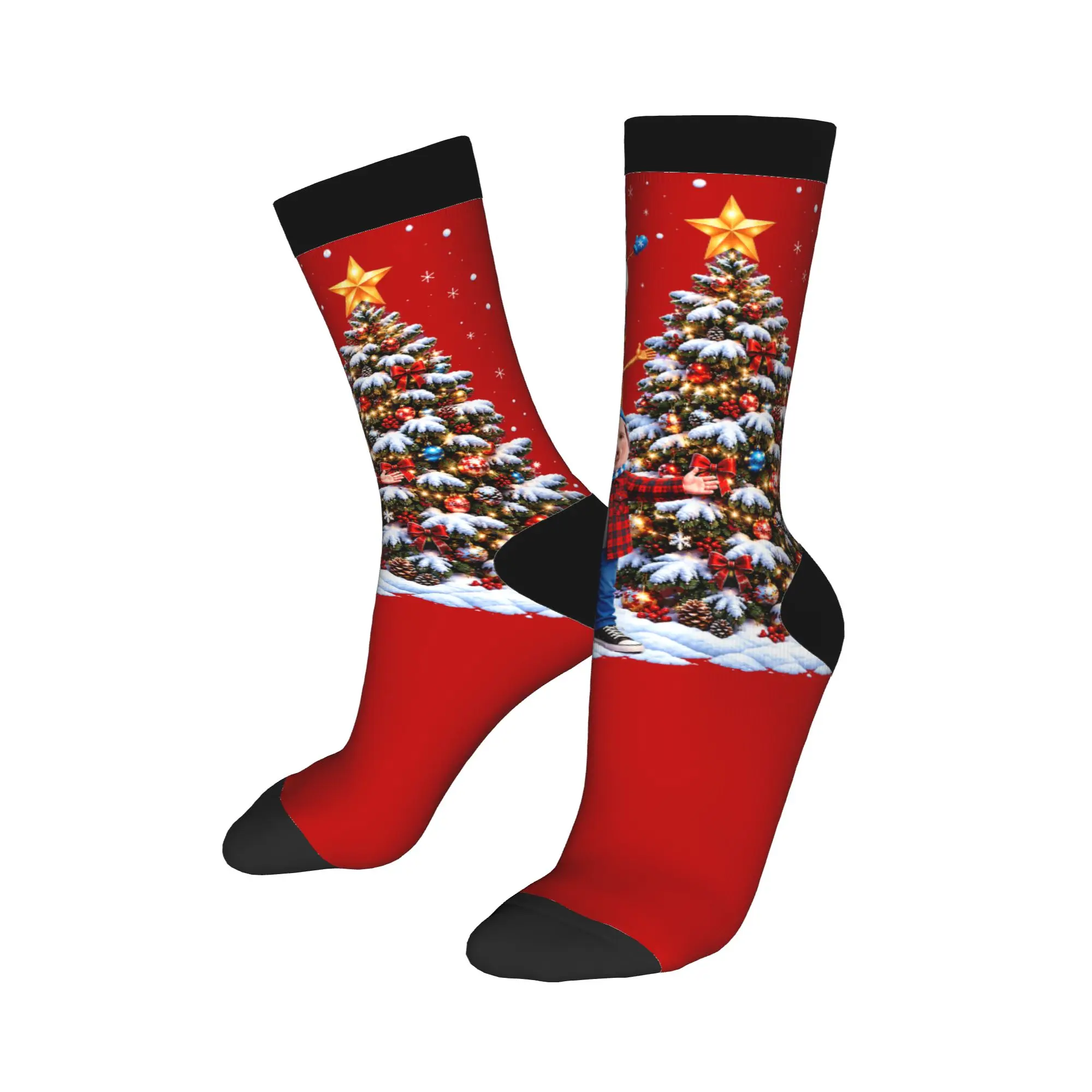 Autumn Winter Fashion Men's Women's Snowman Tung Sahur John Pork Christmas Tree Lights Socks  Breathable Skateboard Socks