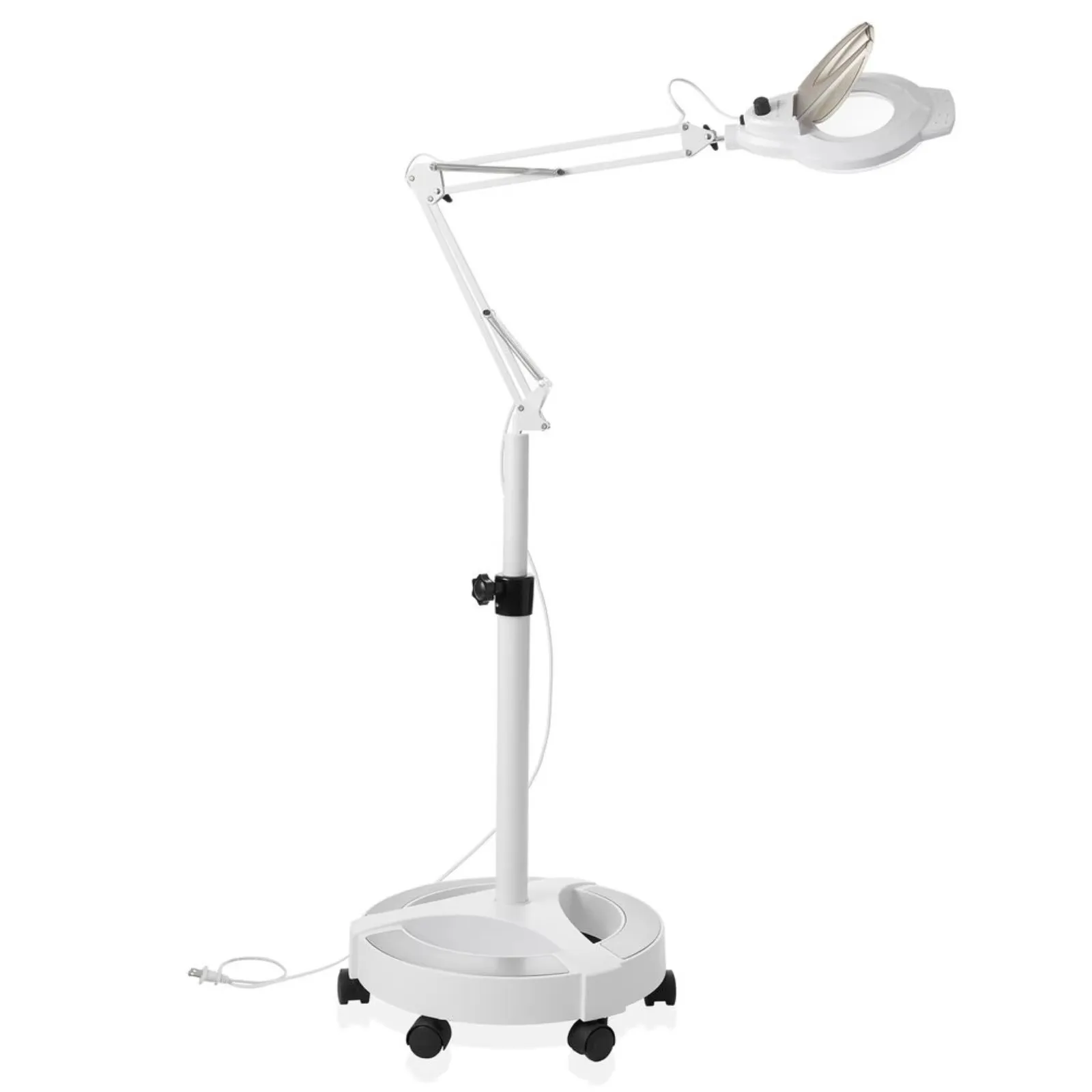 US Adjustable Rolling LED 3X Magnifying Floor Lamp Dimmable Light for Salon, Crafts