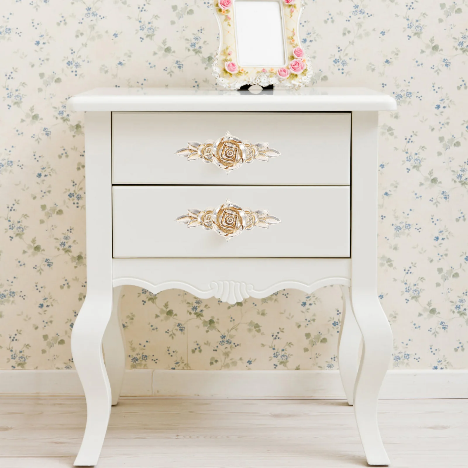 

2 Zinc Alloy Rose Handles Gold Flower Drawer Durable Clear Lines Suitable for Drawers Cabinets Wardrobes Home Decoration Rose