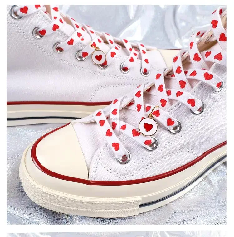 

1Pair Love Heart Shoelaces High-top Canvas Sneakers Shoelace Flat Laces Shoe Strings 100/120/140/160/180CM Shoes Accesories