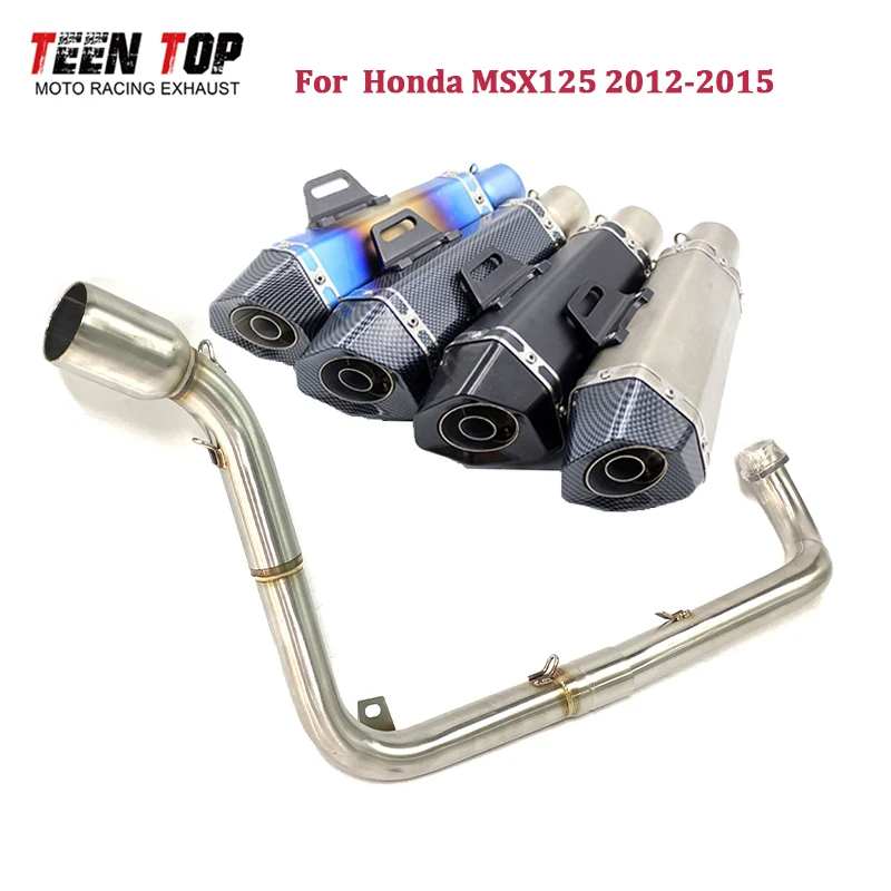 Tubo de escape para motocicleta MSX-125, sistema de escape para Honda MSX125, silenciador de escape de 340 mm, silenciador deslizable de 51 mm, tubo delantero de escape para moto.