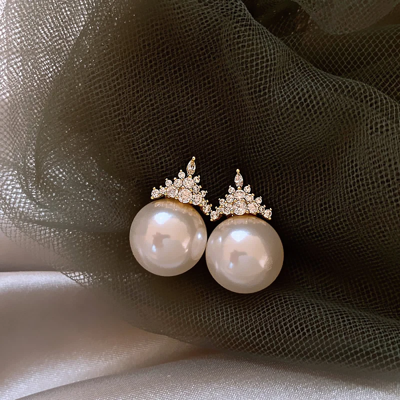 

Luxury Imitation Pearl Drop Earrings for Women Wedding Engagement Elegant Zirconia Dangle Statement Jewelry Gifts​