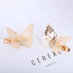 Shiny Butterfly Hair Clips Metal Golden Butterfly Hairpin Bridal Headpiece Bobby Pins Headdress Jewelry Styling Accessories Tool