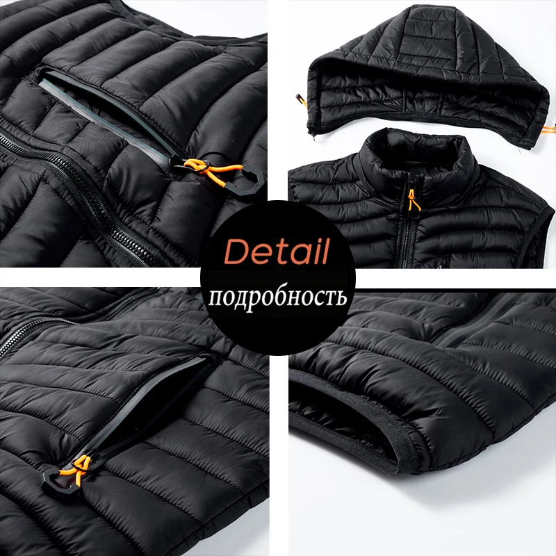 S.T.G-Coletes masculinos sem mangas, colete com capuz, colete monocromático com bolsos, jaqueta à prova de vento, moda casual masculina, colete de