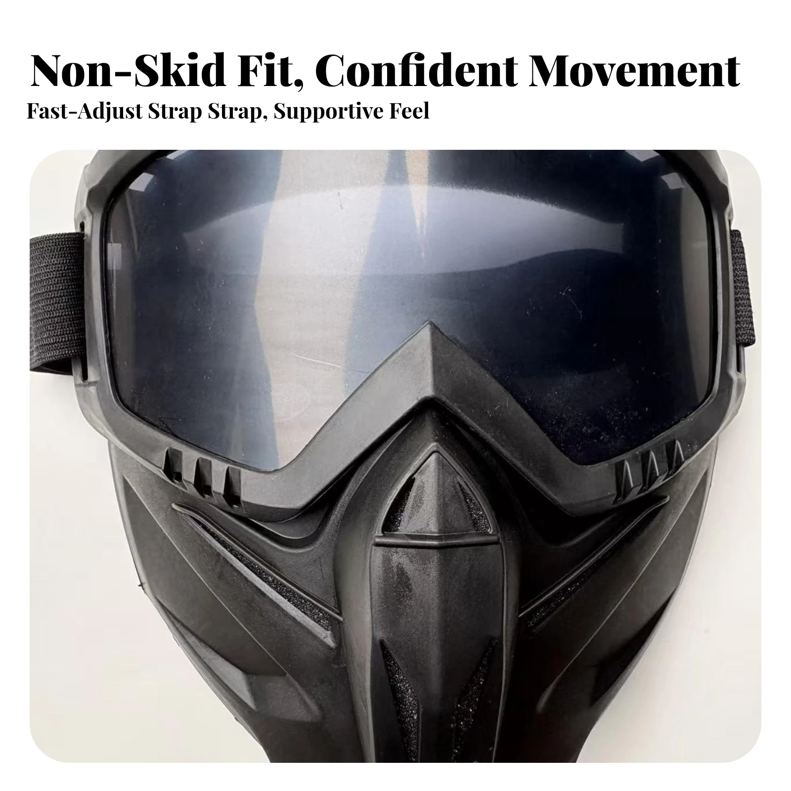 Face Guard with Eyewear Lens Splash-Resistant Eyewear Mask Full-Face Mask Windproof Safety Goggles Comfortable for Riders