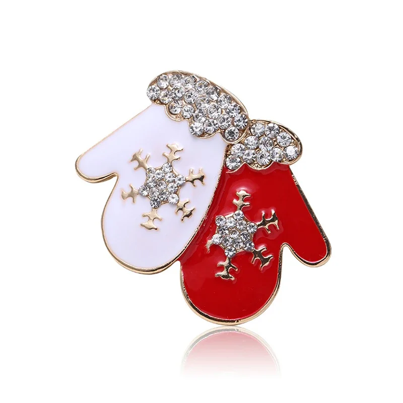Blucome Christmas Brooch Cute Gloves Corsage for Women Kids Sweater Bag Scarf Hijab Lapel Pins Casual Jewelry New Year Gifts.