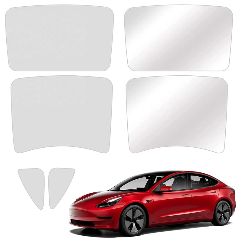 

For Tesla Model 3 2021 Front Rear Sun Shades Glass Roof Sunshade UV Block Car Side Window Sunshade, 6PCS