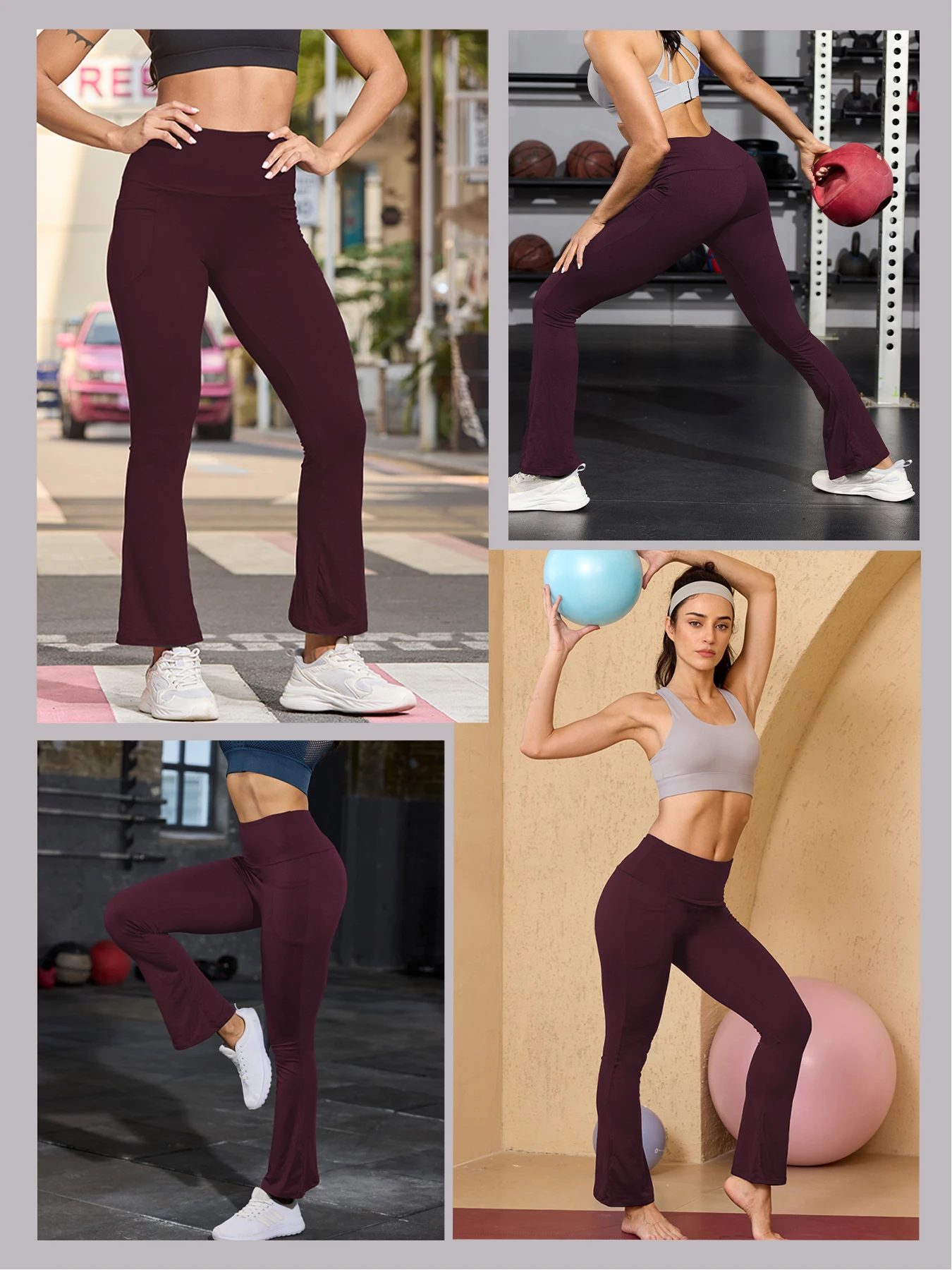 여성용 슈퍼 소프트 플레어 팬츠, 포켓 포함, 하이웨이스트, 복부 보정, 비침 방지, 운동, 요가, 러닝, 홈 캐주얼