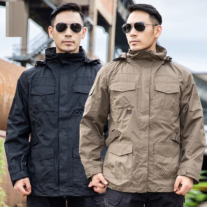 

Tactical New Outdoor Jacket Men's Detachable Waterproof Riding Mountaineering Clothing Tactical Jacket 3 In 1 Tactical Coat