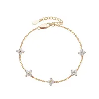 Bracelet à fleurs à quatre feuilles en cristal de haute qualité pour femmes, classique, tendance, couleur or, acier inoxydable, Zircon, bijoux cadeau 6