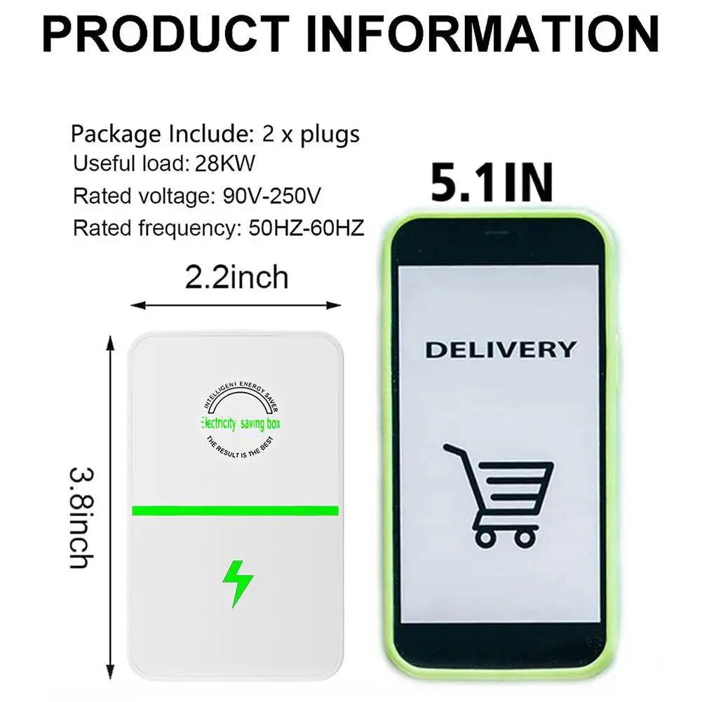 2 Stuks Stop Watt Energiebesparing Energiebesparing Apparaat Elektriciteitsbesparende Doos Voor Huishoudelijke Kantoor Markt Elektrische Us/Eu/Uk/Au Plug