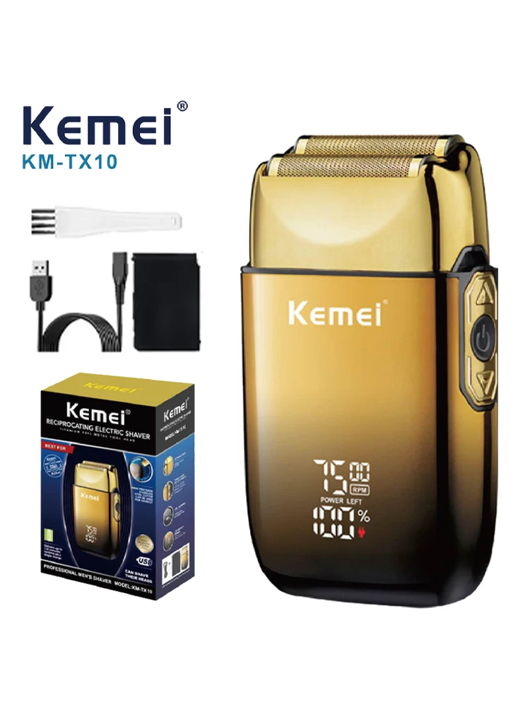 Kemei KM-TX10 Electric Shaver Hair Rechargeable Beard Foil Razor For Men Bald Head Shaving for Men Machine